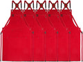 5 Pack Kitchen Apron, Work Apron, Canvas, Multiple Pockets, Gardening, Painting, BBQ, Artist, Carpenter, Sizes M to XXL, Red