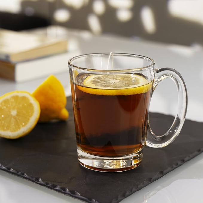 LEMONSODA Clear Large Glass Coffee Mug with Handles for Hot Beverages, Clear Mugs for Espresso, Tea, Cappucino, Latte, Juice (8.75 oz, 10.5 oz, 12 oz) (10.5 oz, Set of 48)