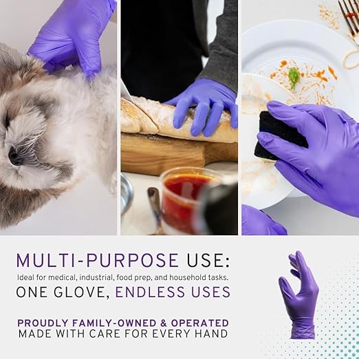SafeWay Nitrile Gloves, 200 Ct, Large, Powder-Free, Latex-Free, All-Purpose, Professional Disposable Gloves with Textured Fingertips for Medical Use, Food Prep, Cleaning, Tattoo & More