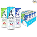 ASPIRE® The Fan Favorite Variety Pack, Healthy Energy Drink 80mg Natural Caffeine, Zero Sugar No Carbs Keto Friendly, 12 Pack Green Tea Sugar Free Drink Low Caffeine Zero Calorie
