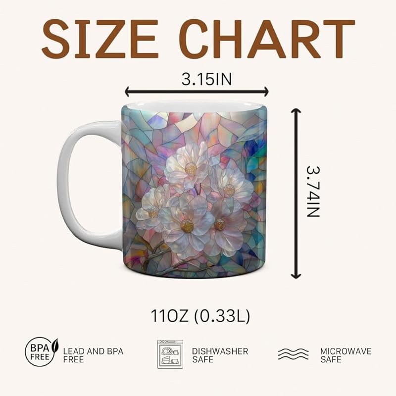 Colorful Flower blooms Coffee Mug - Spring Floral Lover Mugs Gifts for Women Men - Birthday, Christmas Gift for Friend Mom Dad Wife Husband - 11oz Printed Ceramic Cup