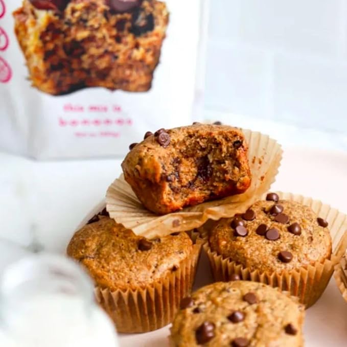GoNanas Chocolate Chip Oat Flour Banana Bread Mix, Suitable for Plant Based Vegan Diets, Gluten Free Dairy Free Snacks, Healthy Snacks For Adults, Muffin Mix, Nut Free, Cupcakes Dessert, NON-GMO, 2pk