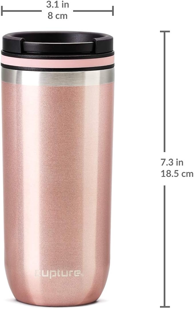 Cupture TWIST-TOP Vacuum-Insulated Stainless Steel Travel Mug, 16 oz, Rose Gold