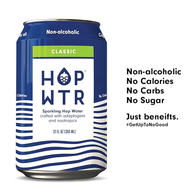 HOP WTR Sparkling Hop Water Lime 6 Pack, Mango 6 Pack, Sugar Free, Low Carb Non Alcoholic Drinks, NA Beer, Adaptogen Drink, No Calories, Adaptogens & Nootropics for Added Benefits, 12 oz Cans