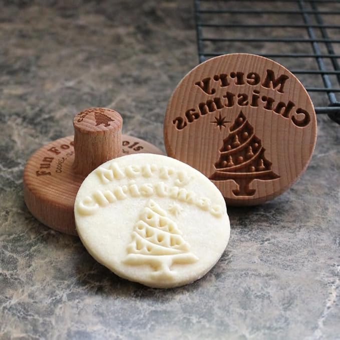 Wood Cookie Stamp, 2.5 Inch (Merry Christmas CS-106)