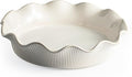 Ceramic Deep Pie Pan for Baking, 11 inch Porcelain Pie Dish for Apple Pie, Oven & Dishwasher Safe, Farmhouse Decor, 48 Ounce Deep Plate for Kitchen, Non-Stick Pie Pans,Off-White