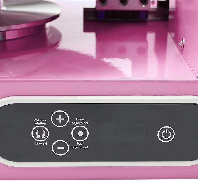 Cake Decorating Machine, Automatic Cake Cream Spreading Machine 200W for 4-12" Cakes, Cake Frosting Machine, 60-320rpm Rotating Speed, Turntable with Adjustable Scraper, LCD Display (Pink)