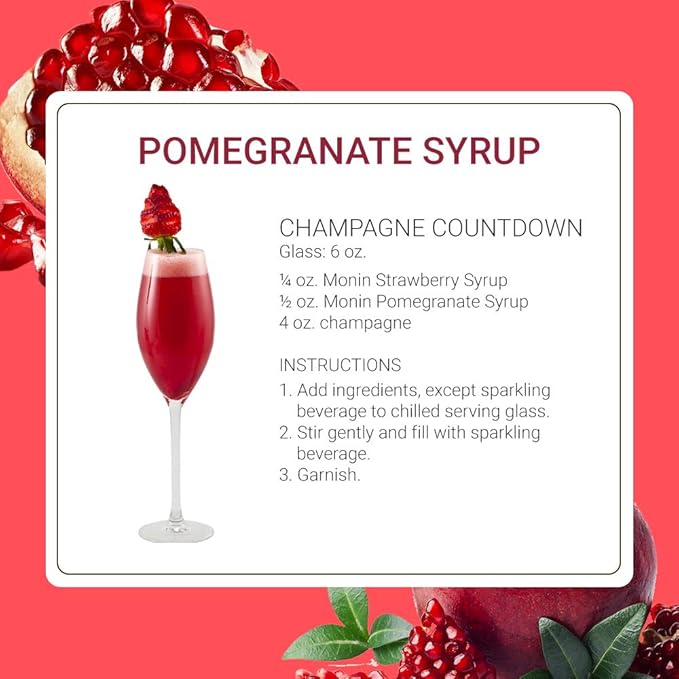 Monin - Pomegranate Syrup, Tart and Sweet, Great for Cocktails and Teas, Gluten-Free, Non-GMO (1 Liter)