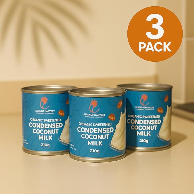 Islands Harvest Sweetened Condensed Coconut Milk Pack of 3 - Gluten-Free, Non-GMO, Vegan Coconut Milk - Rich and Tasty Flavor - Pure No Added Artificial Flavors, Colors & Preservatives