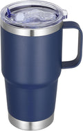 20 oz Stainless Steel Tumbler with Handle Metal Insulated Coffee Travel Mug with Handle Double Wall Tumbler Cup with Lid and Straw, Navy 1 Pack
