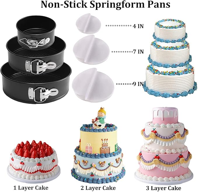 Cake Decorating Kit, 678pcs Cake Decorating Supplies Kit with Cake &Cupcake Carrier,Cake Stand Turntable,Piping Bags and Russian & Rose Icing Piping Tips set,Springform Pans,Cake Baking Supplies Kit