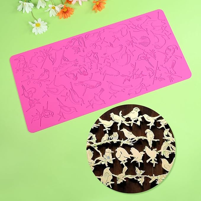 mostsom Silicone Mold 3D Hollow Out Lace Mold Kitchen Lace Emboss Mat Magpie Bird Silicone Fondant Cake Decorating Chocolate Sugarcraft Moulds (A_ Magpie Bird)
