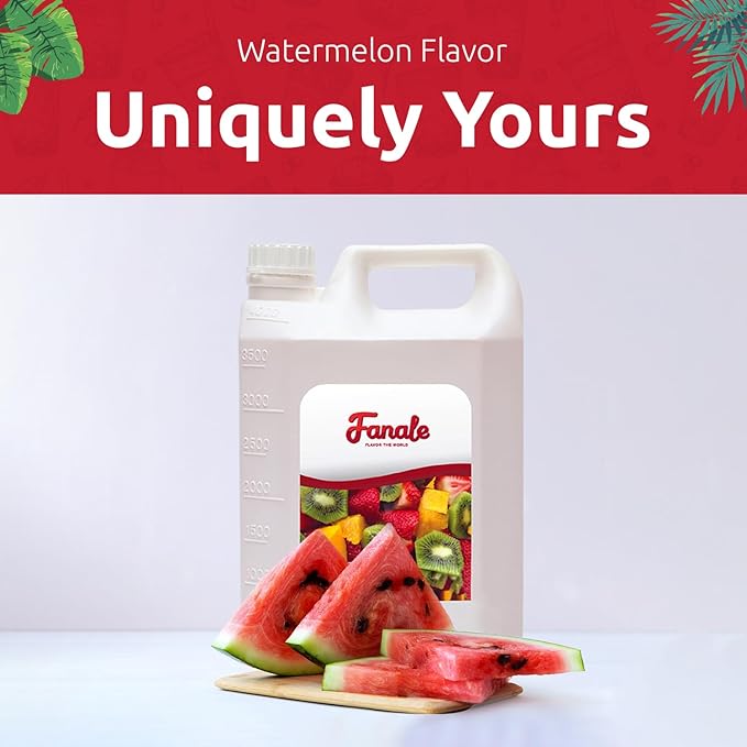 Fanale Premium Flavoring Concentrated Syrup for Bubble Tea 11 lb | Watermelon Flavor Syrup | for Boba Tea, Smoothies, Slushes, Desserts | 11lb | Pack of 4 | SRP130-CS