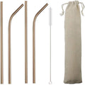 Gugrida Metal Straws Stainless Steel Straws 8.5" Drinking Straws Reusable 4 Set - Ultra Long Muti Color-Cleaning Brush for 20/30 Oz for Trail Tumblers Yeti RTIC SIC Ozark (2 Straight|2 Bent|1 Brush）