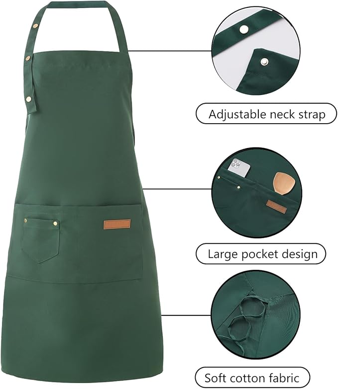 Tosewever Art Aprons for Women Painting Pottery Baking, Mens Buckle Straps Kitchen Apron with Pockets for Chef Cooking
