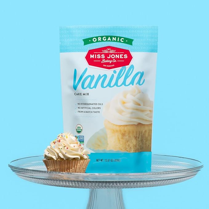 Miss Jones Baking Organic Yellow Cake and Cupcake Mix, Non-GMO, Vegan-Friendly, Moist and Fluffy: Vanilla (Pack of 1)