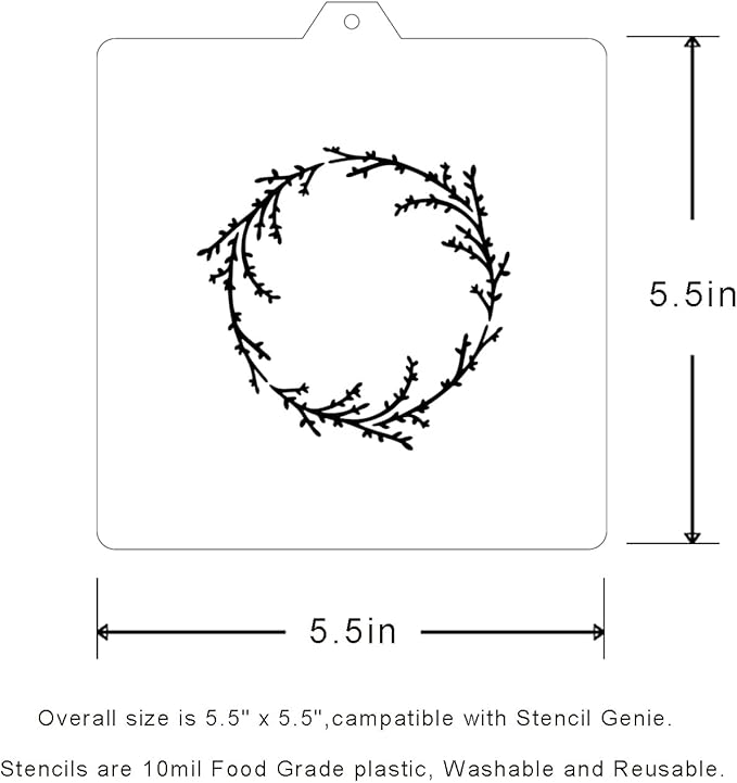 Wreath Cookie cutter and stencil set Baking stencils and cutters bundle DIY bakery decorating kit Wedding Cookie cutter with stencils Icing stencil and cookie cutter combo (Wreath Set)
