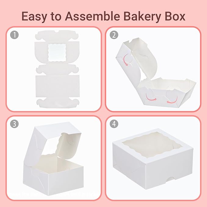 90 Pack White Bakery Boxes 4x4x2 Inches Cookies Boxes Mini Bundt Cake Boxes Pie Boxes Cinnamon Roll Treat Boxes Chocolate Truffle Boxes Party Wedding Favor