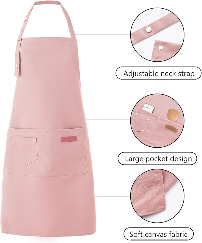 Tosewever Art Aprons for Women Painting Pottery Baking, Mens Buckle Straps Kitchen Apron with Pockets for Chef Cooking