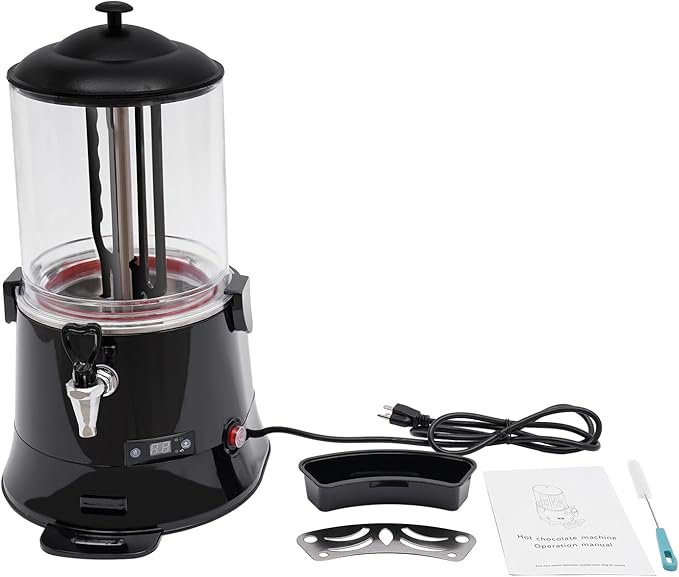 Hot Chocolate Maker Machine, 400W 10L/2.7Gal Electric Stainless Steel Hot Chocolate Dispenser Melting Machine, Commercial Beverage Warmer Coffee Maker for Kitchen Party, Black