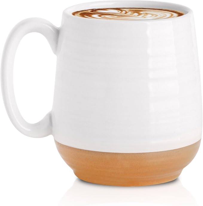 Hasense Large Coffee Mug with Handle, 20 oz Ceramic Tea Cup for Men and Women, White Soup Mugs for Coffee, Tea, Hot Cocoa, Latte, Big Christmas Mug, Microwave Dishwasher Safe, 1 PCS