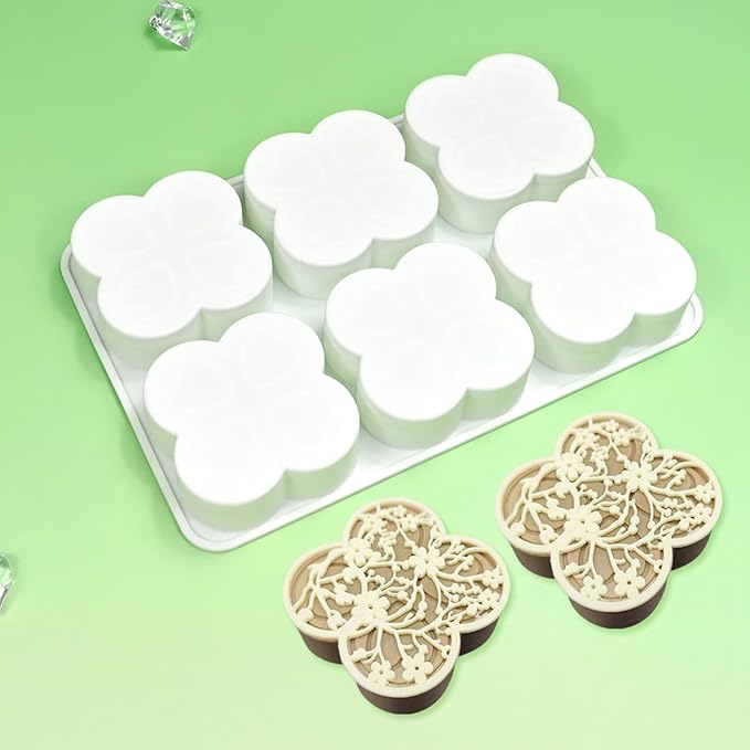 mostsom Four-Leaf Clover Shape Silicone Mold Cake Mould Cone Mousse Dessert Decorating Tools Kitchen Accessories (L_ Four-Leaf Clover)