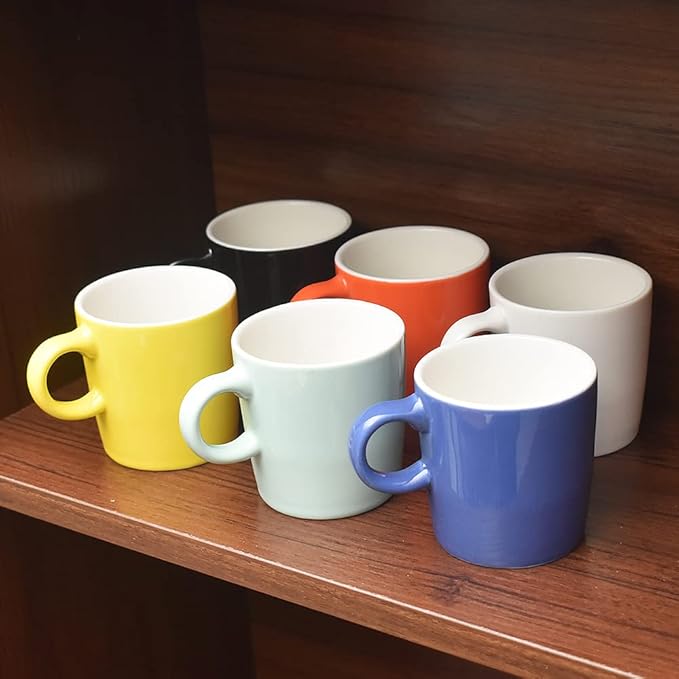 homEdge Mini Procelain Espresso Cup, 4 Ounces / 120 ml Tiny Ceramic Coffee Mugs Demitasse for Espresso, Tea- Set of 6, Yellow
