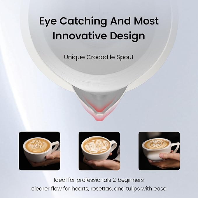 MHW-3BOMBER Milk Frothing Pitcher 16.9oz/500ml Latte Art Pitcher, Espresso Steaming Pitcher with Round Spout, Red P6741R