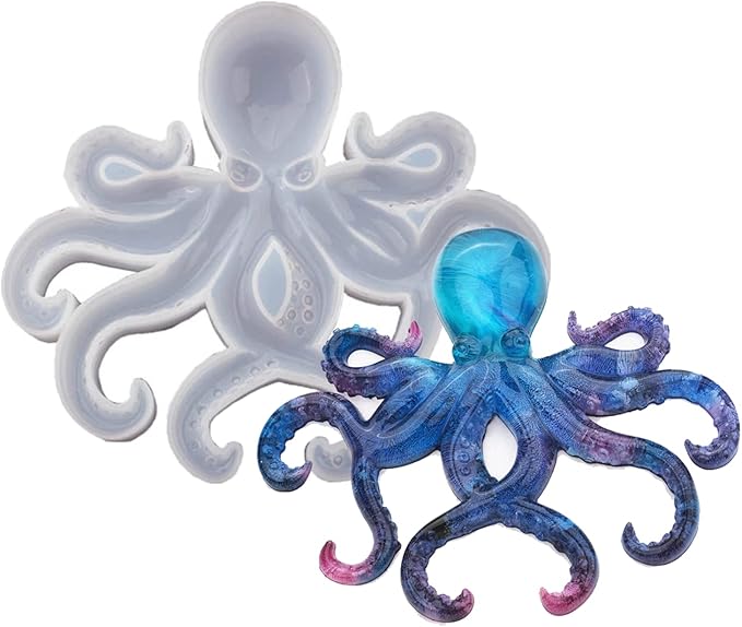 Octopus Resin Mold, Gasusen 3D Large Sea Animals Octopus Silicone Molds for Epoxy Resin Casting, Wall Hanging Ornaments, Home Decor, Halloween Christmas Gifts, DIY Craft