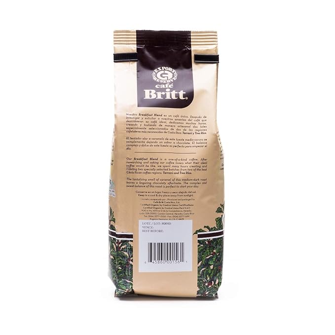 Café Britt® - Costa Rican Breakfast Blend Coffee (12 oz.) (3-Pack) - Whole Bean, Arabica Coffee, Kosher, Gluten Free, 100% Gourmet & Medium Dark Roast