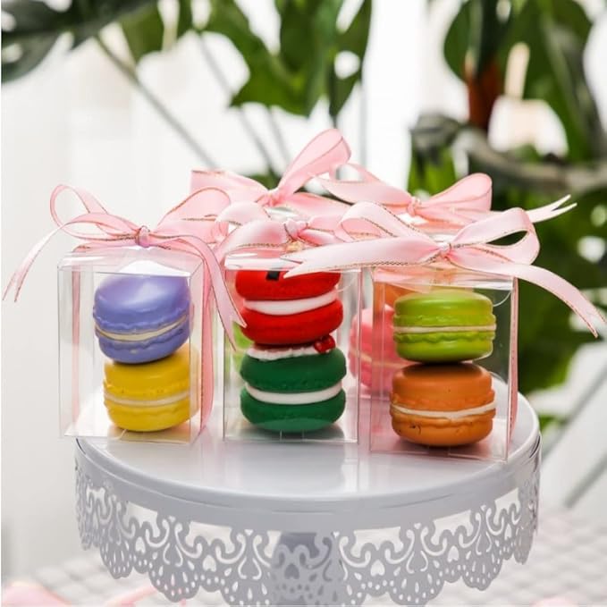RomanticBaking 100 Pack Bulk 2x2x2 Inch Clear Gift Boxes Macaron Boxes Small Chocolate Bomb Boxes Birthday Wedding Party Favor Boxes