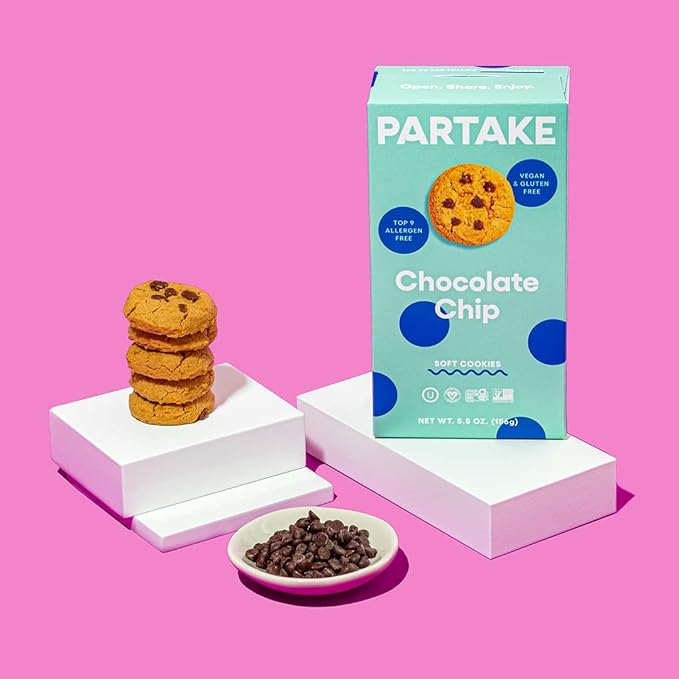 Gluten Free Partake Crunchy & Soft Baked Cookies Variety Pack (Chocolate Chip, Ginger Snap, Lemon, Snickerdoodle) - Vegan - Free From the Top 9 Allergens Including Dairy, Wheat, Soy, Eggs, & Peanuts - Non GMO - Safe School & Office Snack (8 Pack, 5.5oz...