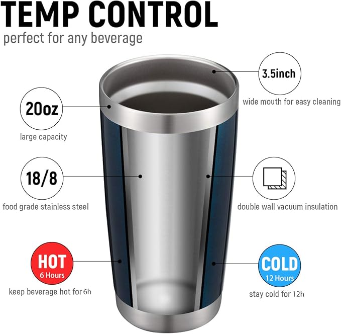 COMOOO 20oz Double Wall Vacuum Insulated Travel Mug, Stainless Steel Tumbler with Lid and Straw Durable Powder Coated Insulated Coffee Cup for Cold & Hot Drinks (Peacock blue, 1)