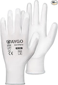 KAYGO Safety Work Gloves PU Coated-60 Pairs,KG11P Seamless Knit Glove with Polyurethane Coated Smooth Grip on Palm&Fingers, for Men and Women, Ideal for General Duty Work (X-Large, White)