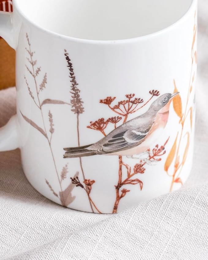 Maison d' Hermine Coffee Mug with Handles Fine Bone China Mugs Pack of Two Tea Cups for Hot Beverages Cappuccino Latte Home Restaurant Office Perfect for Gift (Meadow Florals, 12 Ounce)