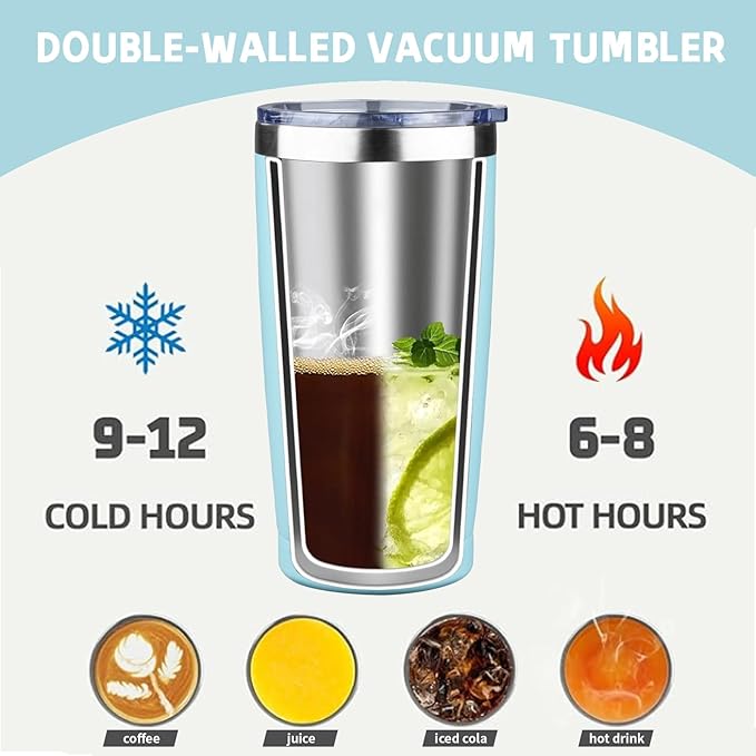20 oz Tumbler with Lids and Straws, Stainless Steel Insulated Coffee Tumbler, Double Wall Vacuum Insulated Travel Mug Cup, Leakproof Thermal Coffee Cup for Hot and Cold Drinks (dark green)