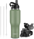 40oz Water Bottle with Powder Coated, Fit in Any Car Cup Holder, Water Bottle with Straw Lids, Stainless Steel Insulated Water Flask Double Wall Leak-proof BPA Free to Keep Cold&Hot