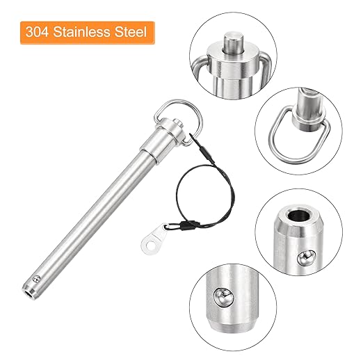 uxcell 2 Pcs Quick Release Pin, 1/2" x 4" (Dia. x L) Push-Button Ball Locking Pin, 304 Stainless Steel, Silver