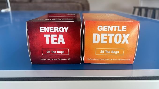 Total Tea Detox Tea & Energy Set - 25 Day Detox - Herbal SIim Tea with Chamomile - Hibiscus Tea and Ginger Root for Colon Cleanse – Natural Citrus & Cinnamon Fruit Tea for Digestive Health
