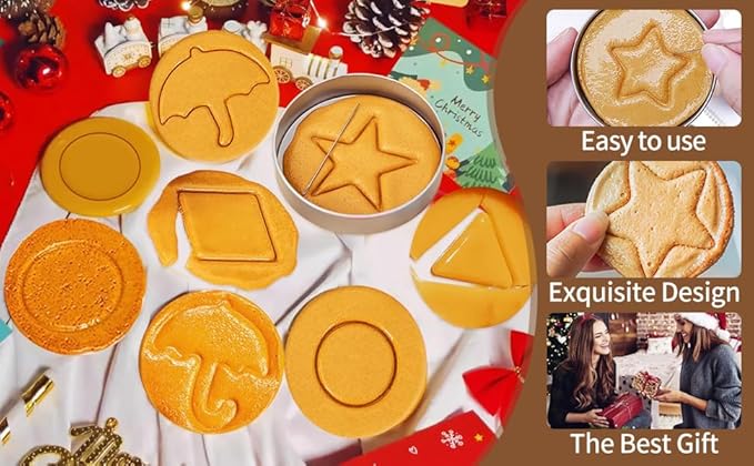 4 Set Korean Dalgona Cookie Kit, Sugar Game Cookie Set with Stainless Steel Round, Star, Umbrella, Triangle Cookie Cutters for DIY Baking & Home Party