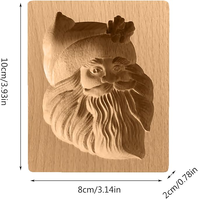 Wooden Cookie Biscuit Mold, 3D Baking Mold, Embossing Craft Decorating Baking Tool, Suitable for Halloween Thanksgiving Christmas Kitchen DIY (Old Man 10 * 8 * 2)