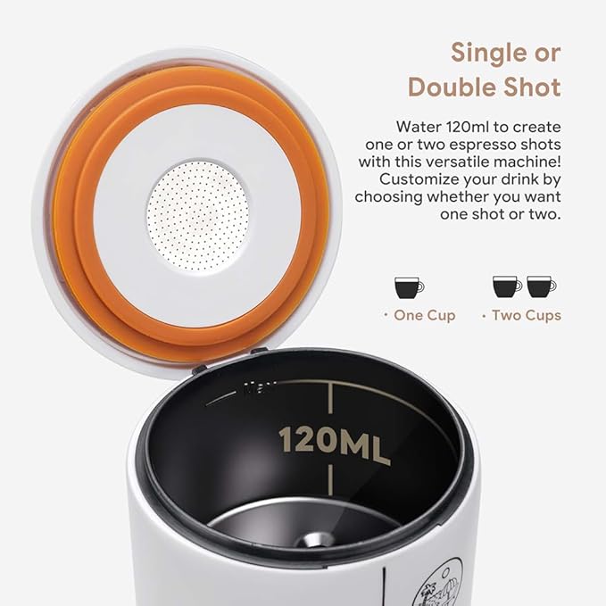BENFUCHEN 3-in-1 Portable Espresso Machine With NO Heating Function, Type-C Charging Electric Espresso Maker, 17 Bar Mini Coffee Maker For N ESPRESSO/DolceGustoPods & Ground Coffee On the Go, White