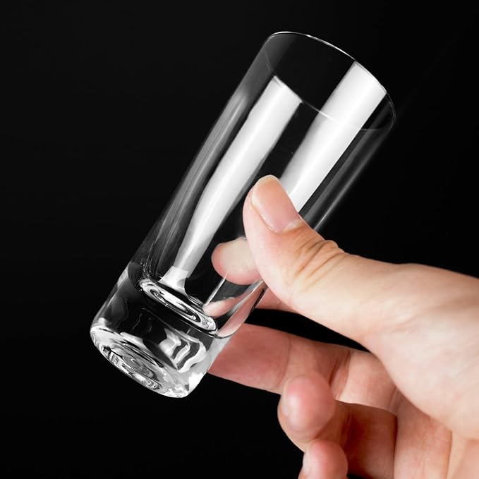 KAMMAK Shot Glasses Set of 2, 90ml/3oz Clear Espresso Shot Glass with Heavy Base for Bar Restaurants Home, Small Whiskey Shot Glass for Vodka, Whiskey, Tequila, Spirits & Liquors