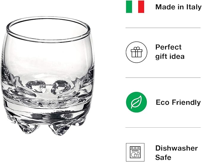 Bormioli Rocco Galassia Shot Glasses – Gift Set Of 6 Drinking Shot Cups With Elegant Curved Shape, Heavy Sham & Interlocking Feet – Short Shooter Tumblers For Liquors & Spirits (2.25oz)