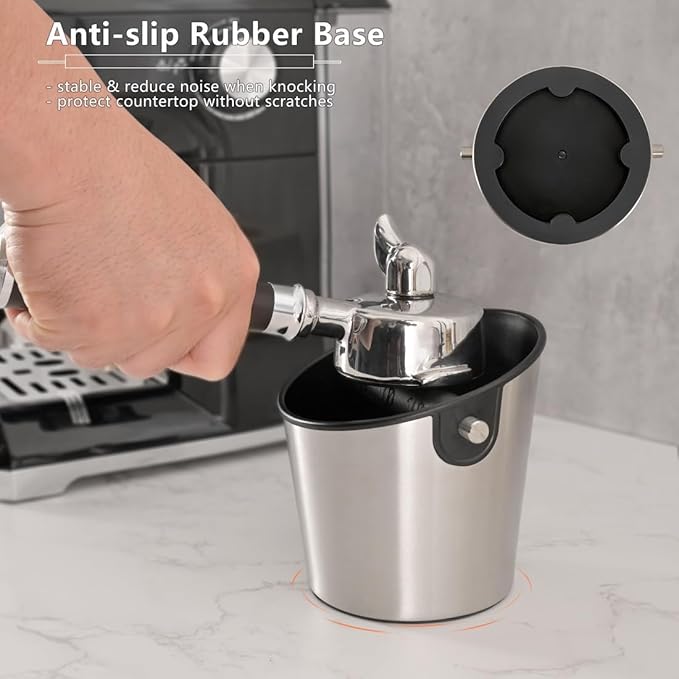 CAFEMASY Espresso Knock Box Barista-Tools - Mini Size Stainless Steel Coffee Puck Disposal Knock Box Espresso Machine Accessories Knock Out Box Container Dump Bin