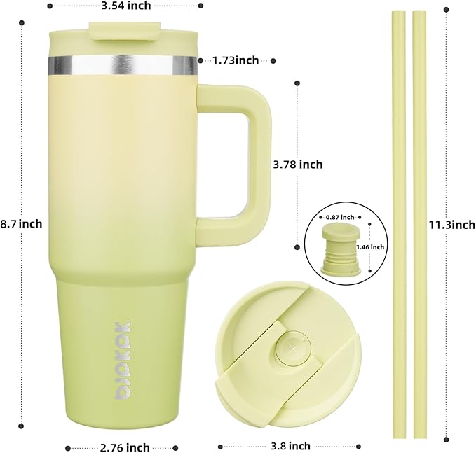 BJPKPK 30 oz Tumbler With Handle Insulated Tumblers With Lid And Straw Stainless Steel Thermal Cup,Lime