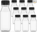 3 Pcs 8 oz Plastic Juice Bottle Reusable Transparent Bulk Beverage Containers with Black Lids for Juice, Drinking Milkshake Tea, Milk, Juicing Smoothie Water and Other Beverages, Fridge Storage