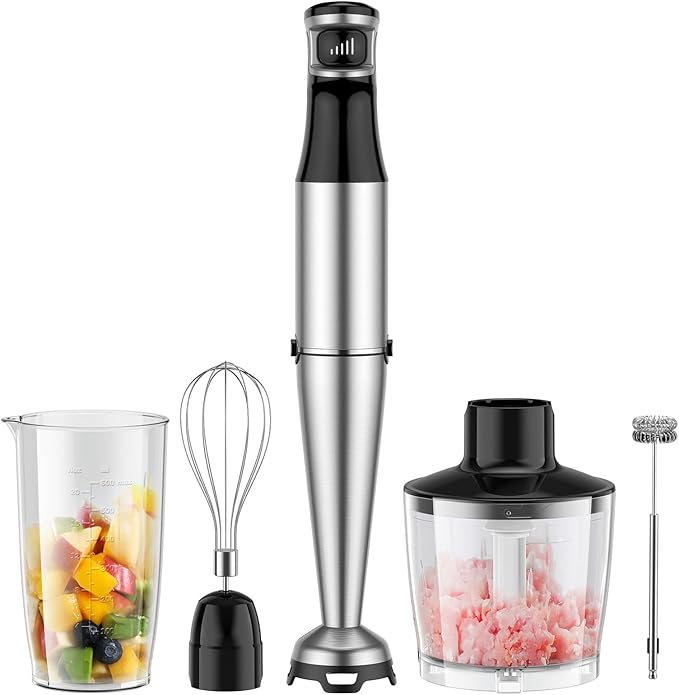 Immersion Blender Handheld 5 IN 1 Set 1100W, Hand Blenders Hand Mixer with Whisk, Chopper, Beaker, Egg Beaters, Stainless Steel Scratch Resistant