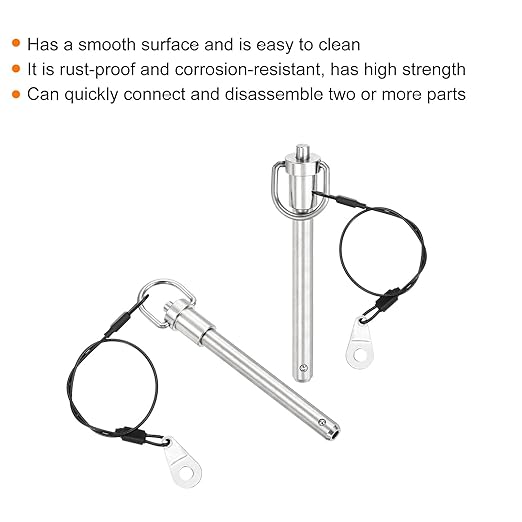 uxcell 2 Pcs Quick Release Pin, 3/8" x 3" (Dia. x L) Push-Button Ball Locking Pin, 304 Stainless Steel, Silver