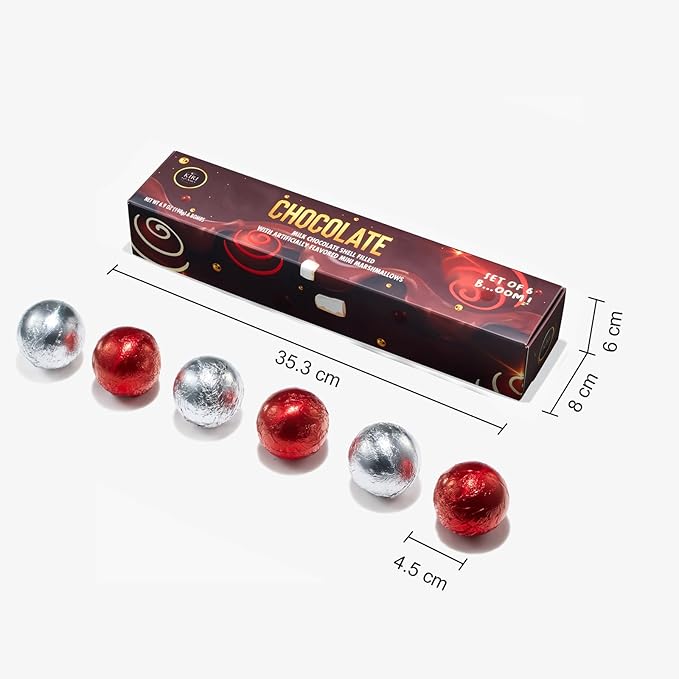 Kiri & Sons Hot Chocolate Bombs,Set of 6-2 Flavors White & Red Swirl Design Caramel & Fudge Brownie Candy Chocolates,Delicious Cocoa Melts Filled Marshmallows,Gift Melting Marshmallow Delicious Gifts